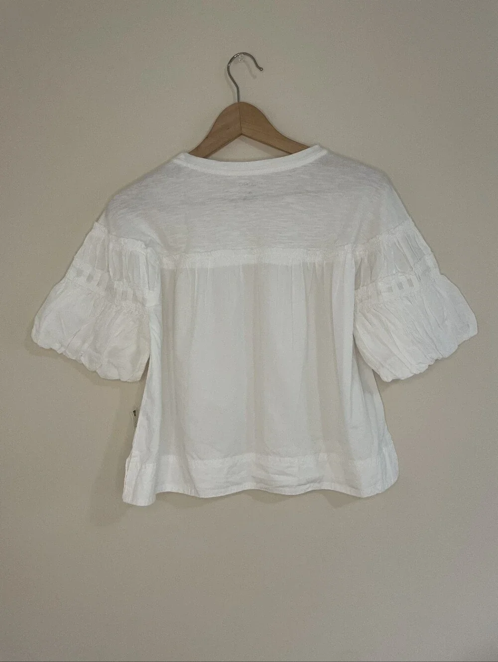 Anthropologie Pilcro White Puff-Sleeve Boho Blouse Size XS